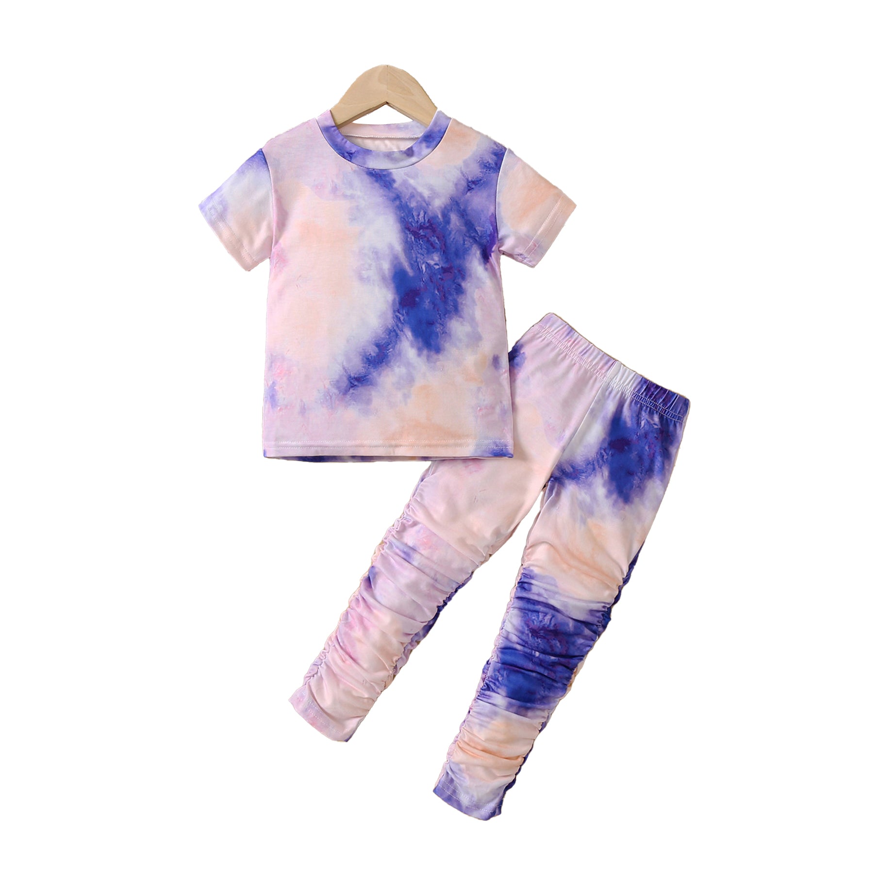 Girls Purple & Pink Dyed Top with Pyjamas