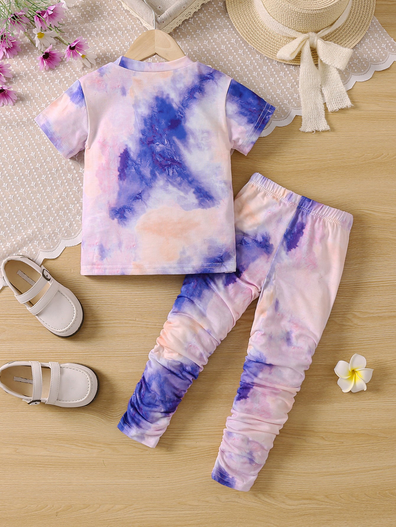 Girls Purple & Pink Dyed Top with Pyjamas