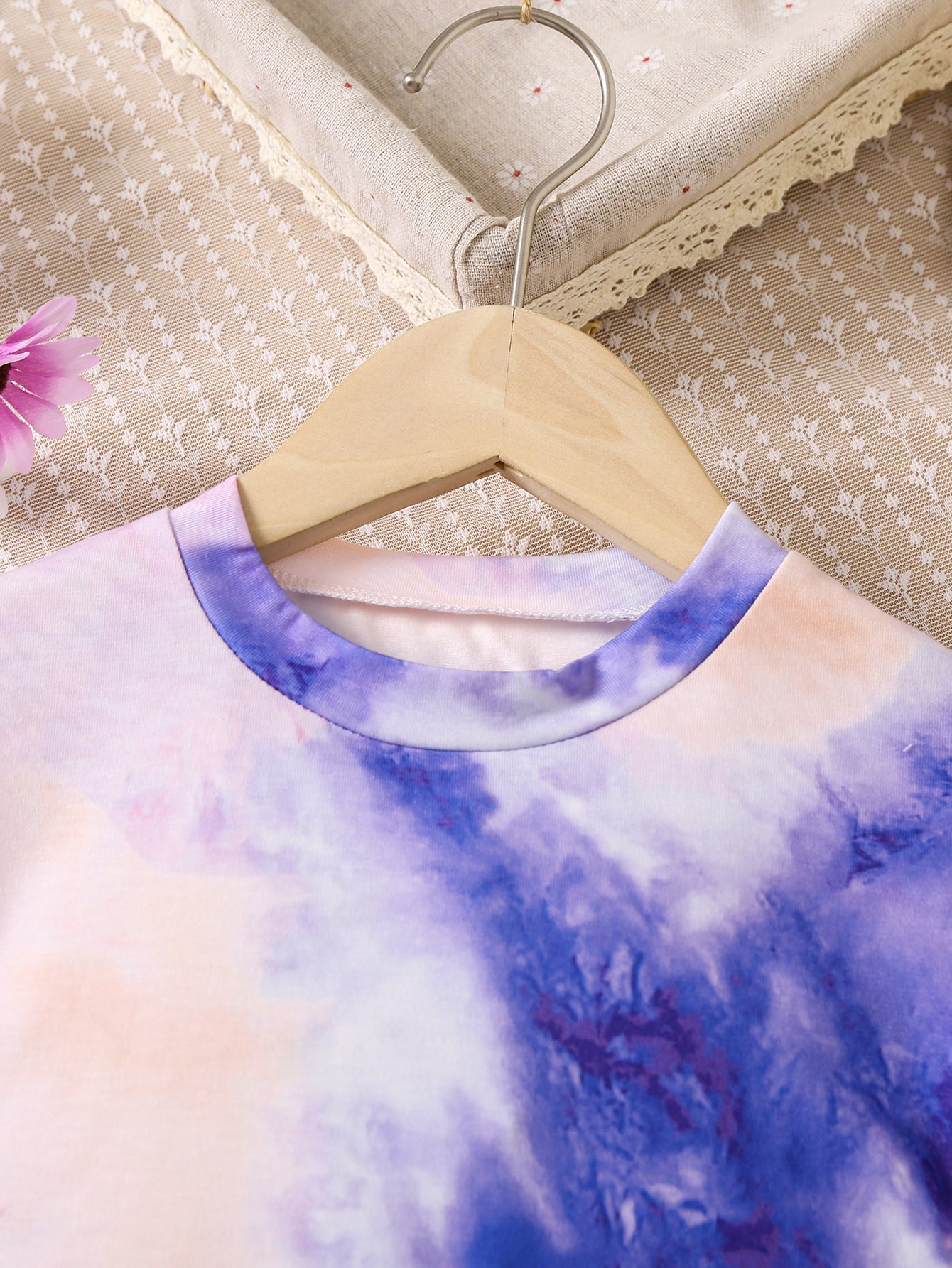 Girls Purple & Pink Dyed Top with Pyjamas