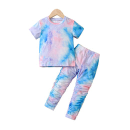Girls Blue & Orange Dyed Top with Pyjamas