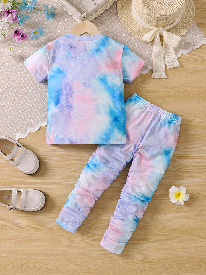 Girls Blue & Orange Dyed Top with Pyjamas