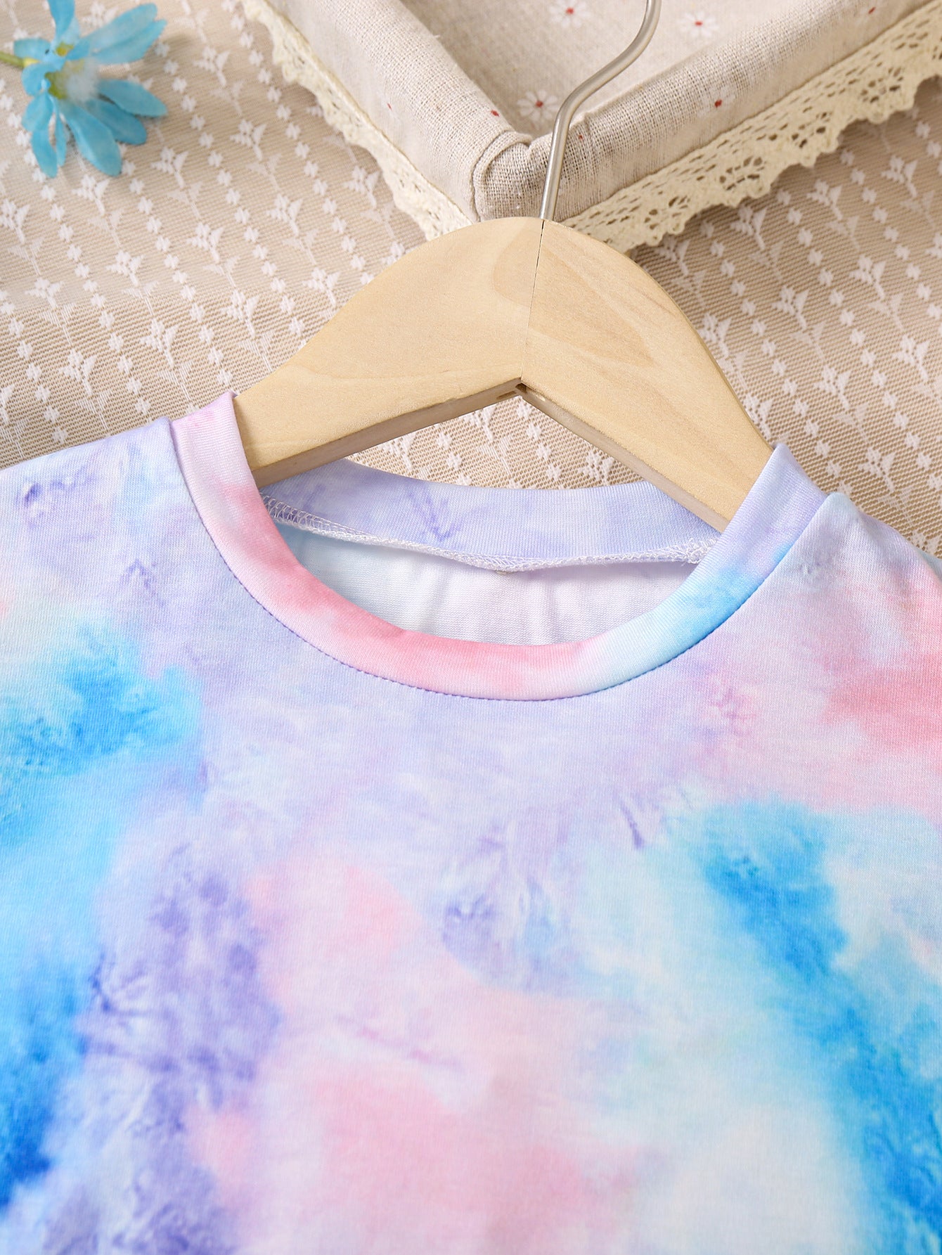 Girls Blue & Orange Dyed Top with Pyjamas