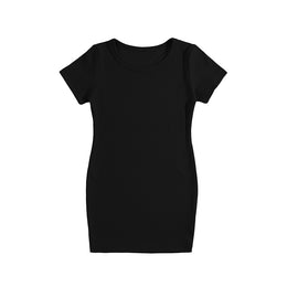 Girls Black Round Neck Bodycon Dress