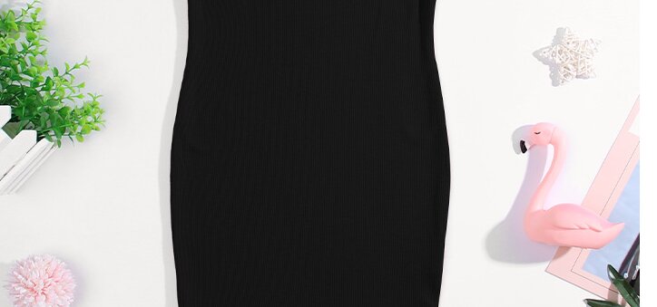 Girls Black Round Neck Bodycon Dress