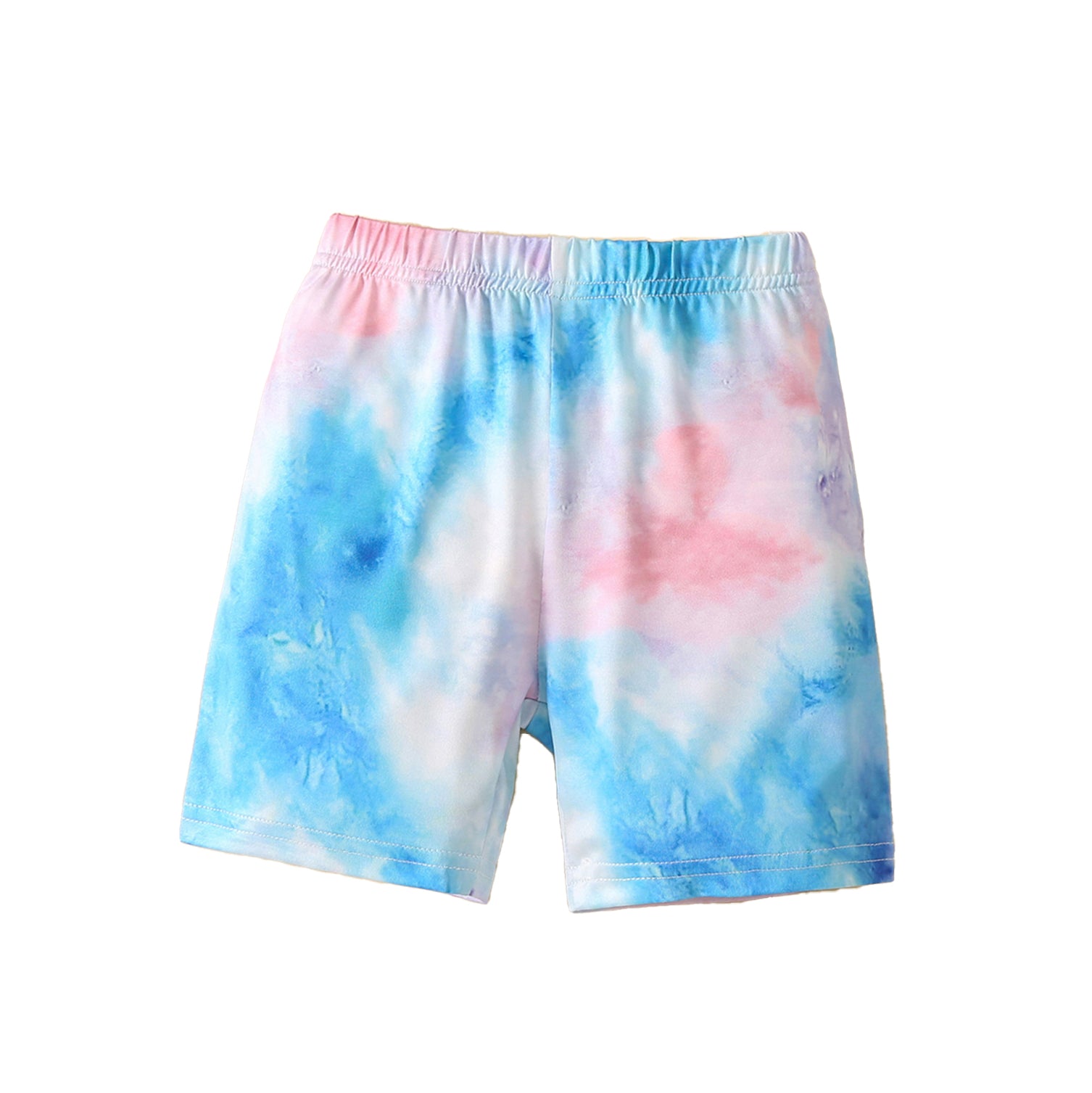 Girls Blue Abstract Printed Loose Fit Regular Shorts