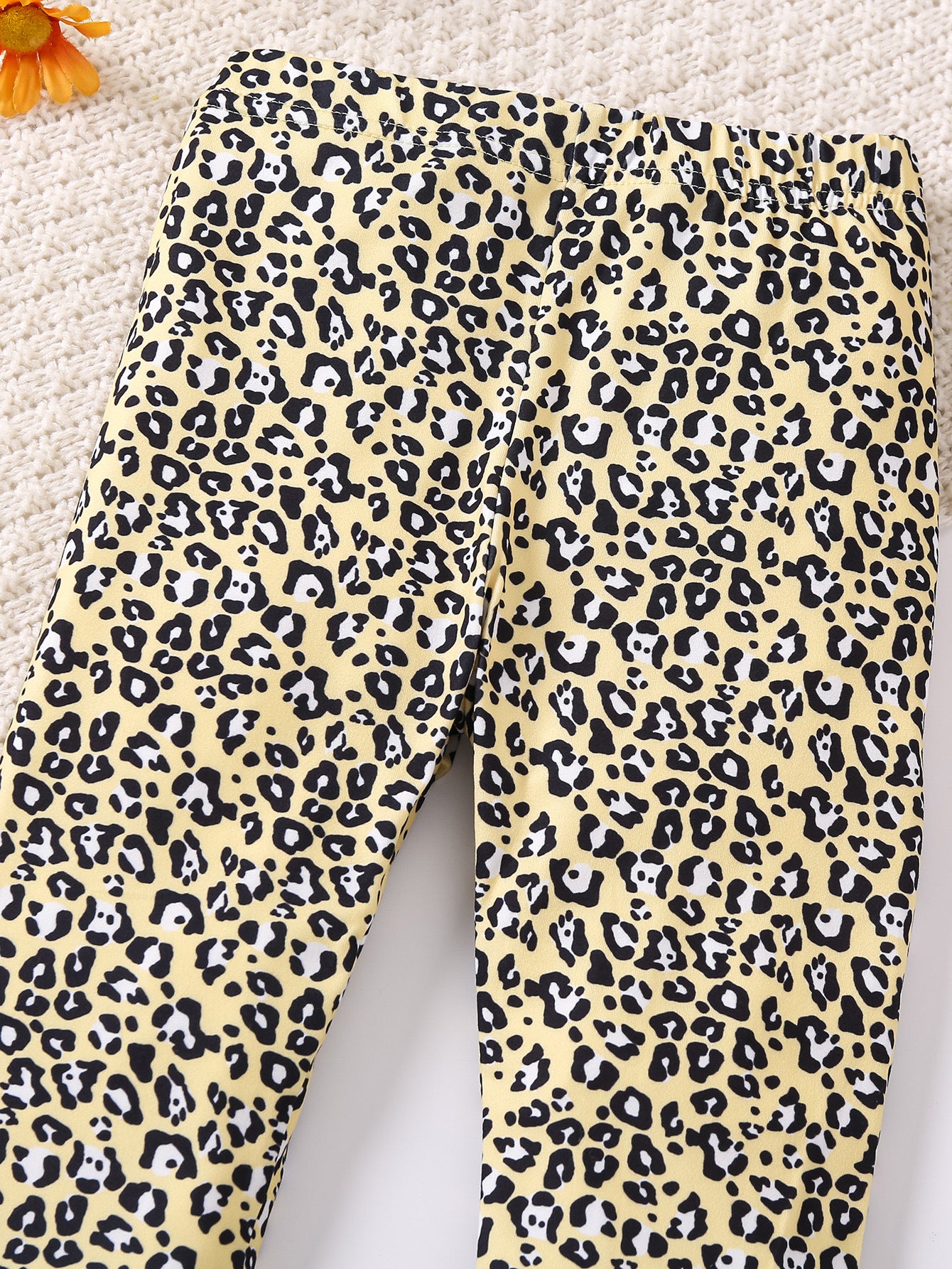 Girls Yellow & Black Animal Printed Easy Wash Regular Trousers