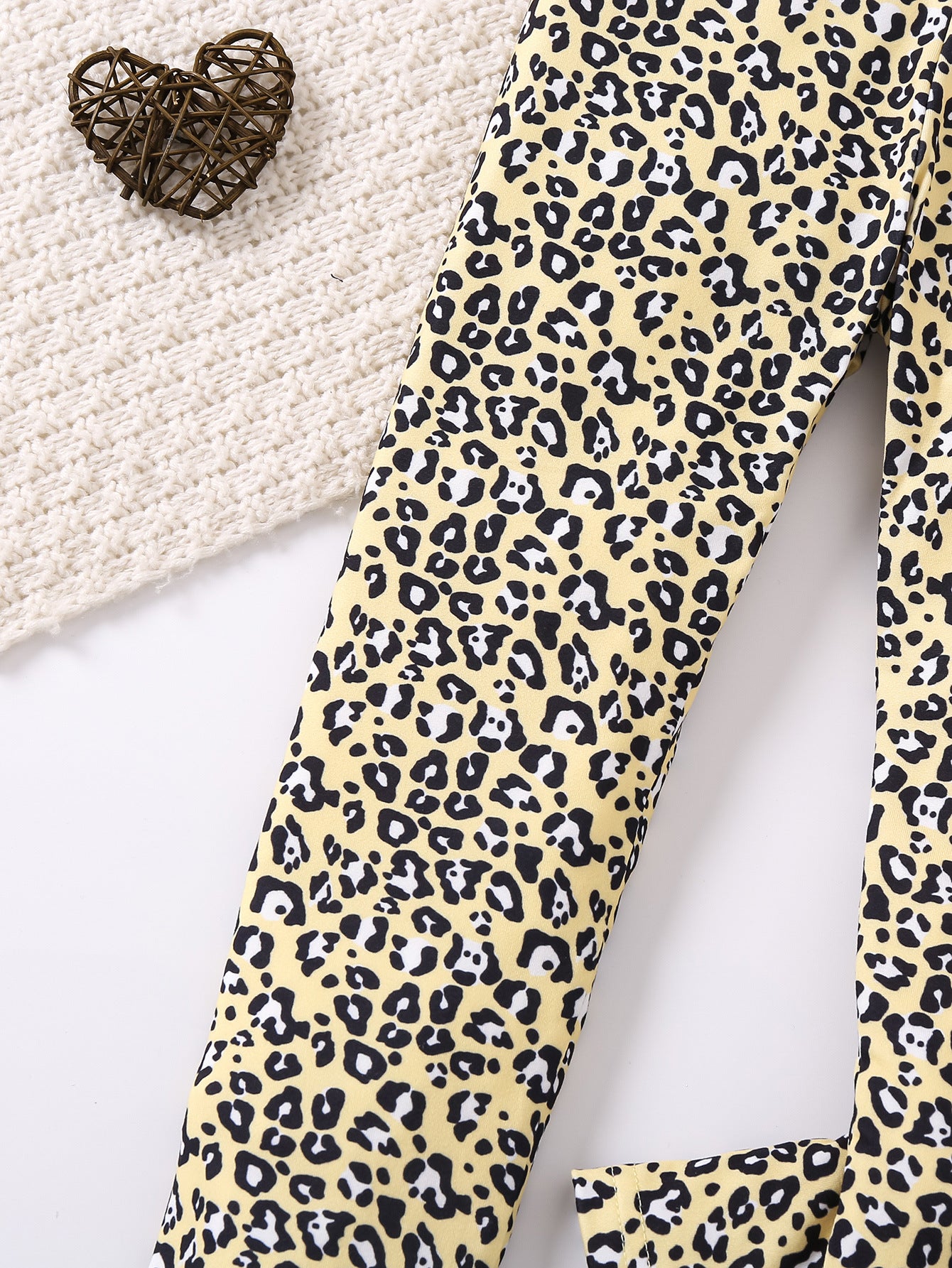 Girls Yellow & Black Animal Printed Easy Wash Regular Trousers