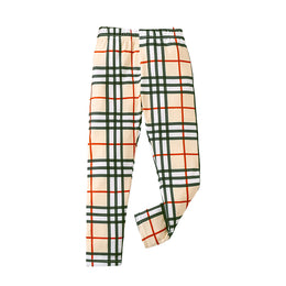 Girls Khaki Mid-Rise Checked Easy Wash Regular Trousers