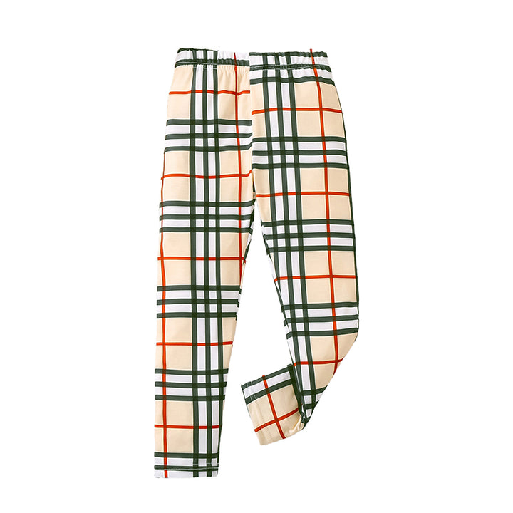 Girls Khaki Mid-Rise Checked Easy Wash Regular Trousers