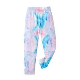 Girls Blue & White Mid-Rise Printed Easy Wash Regular Trousers