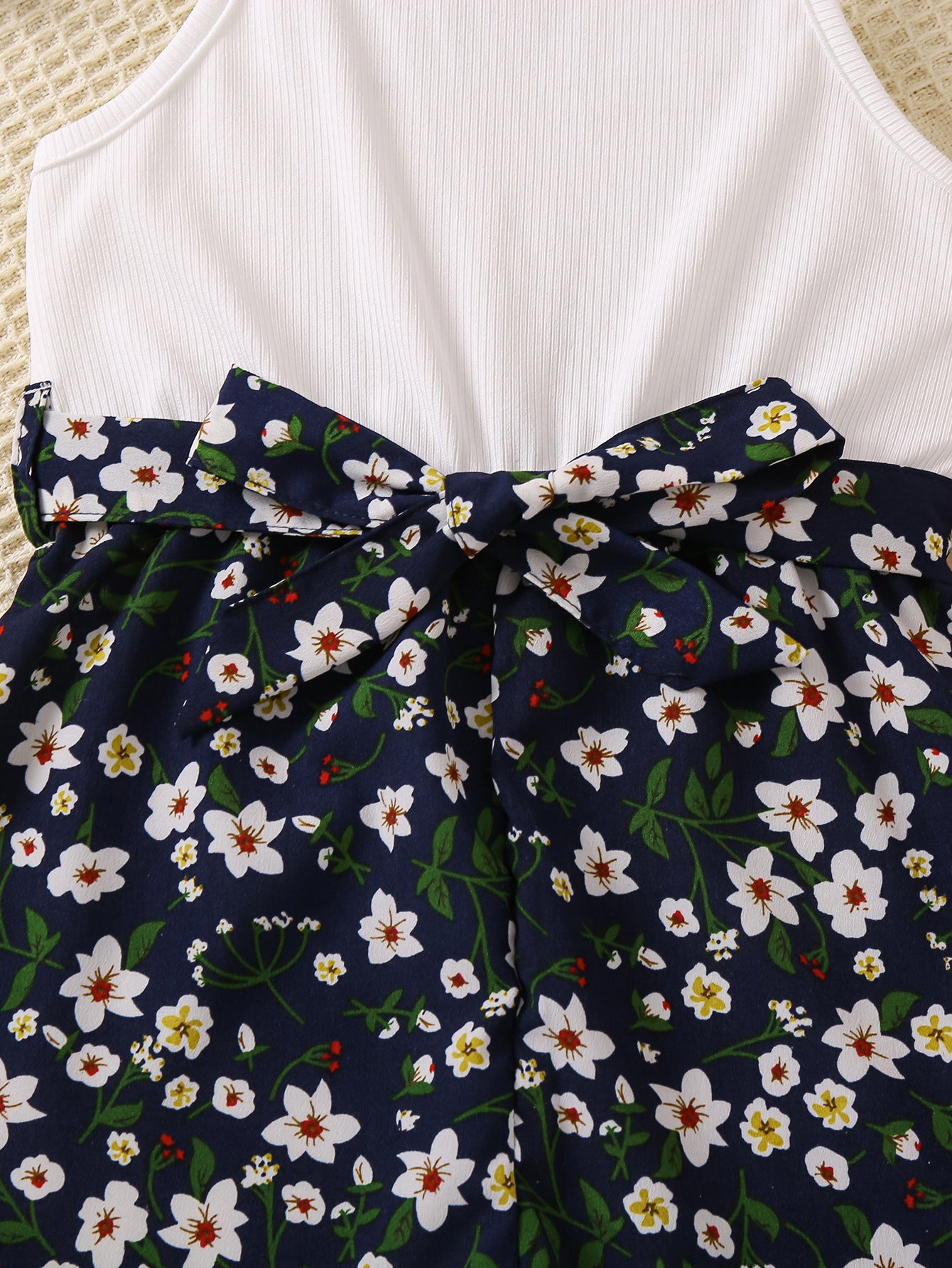 Girls Green Floral Printed Fit & Flare Dress