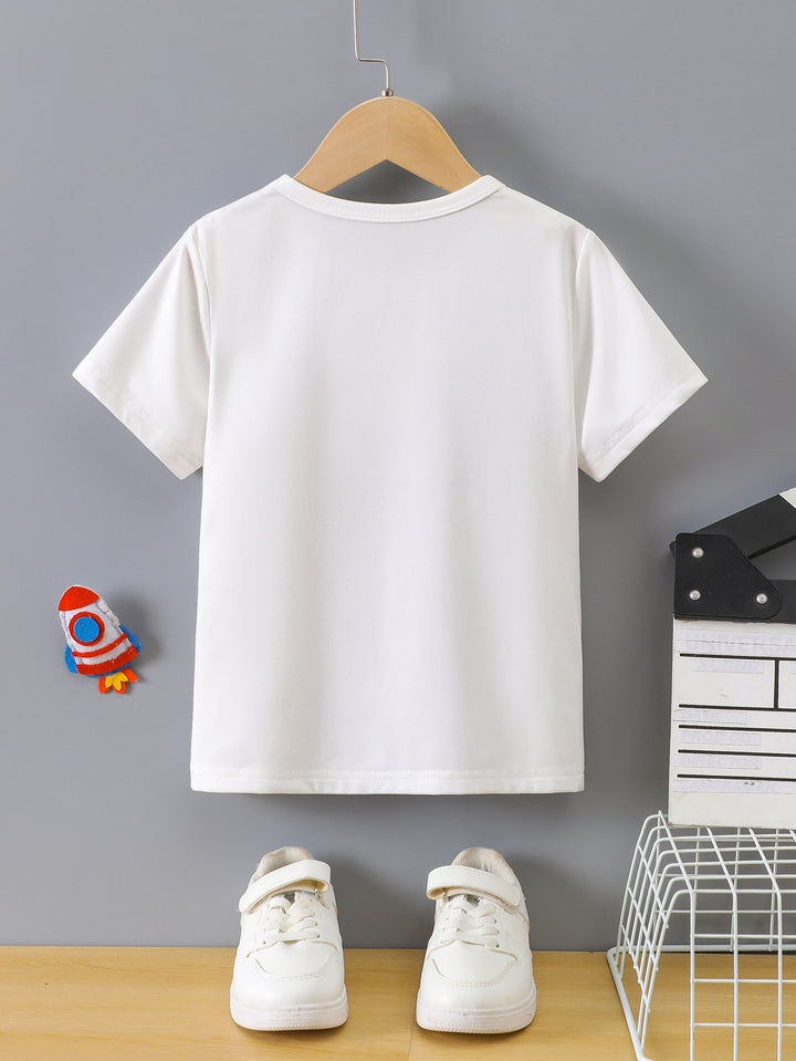Girls Graphic Printed Short Sleeves Round Neck Casual T-shirt