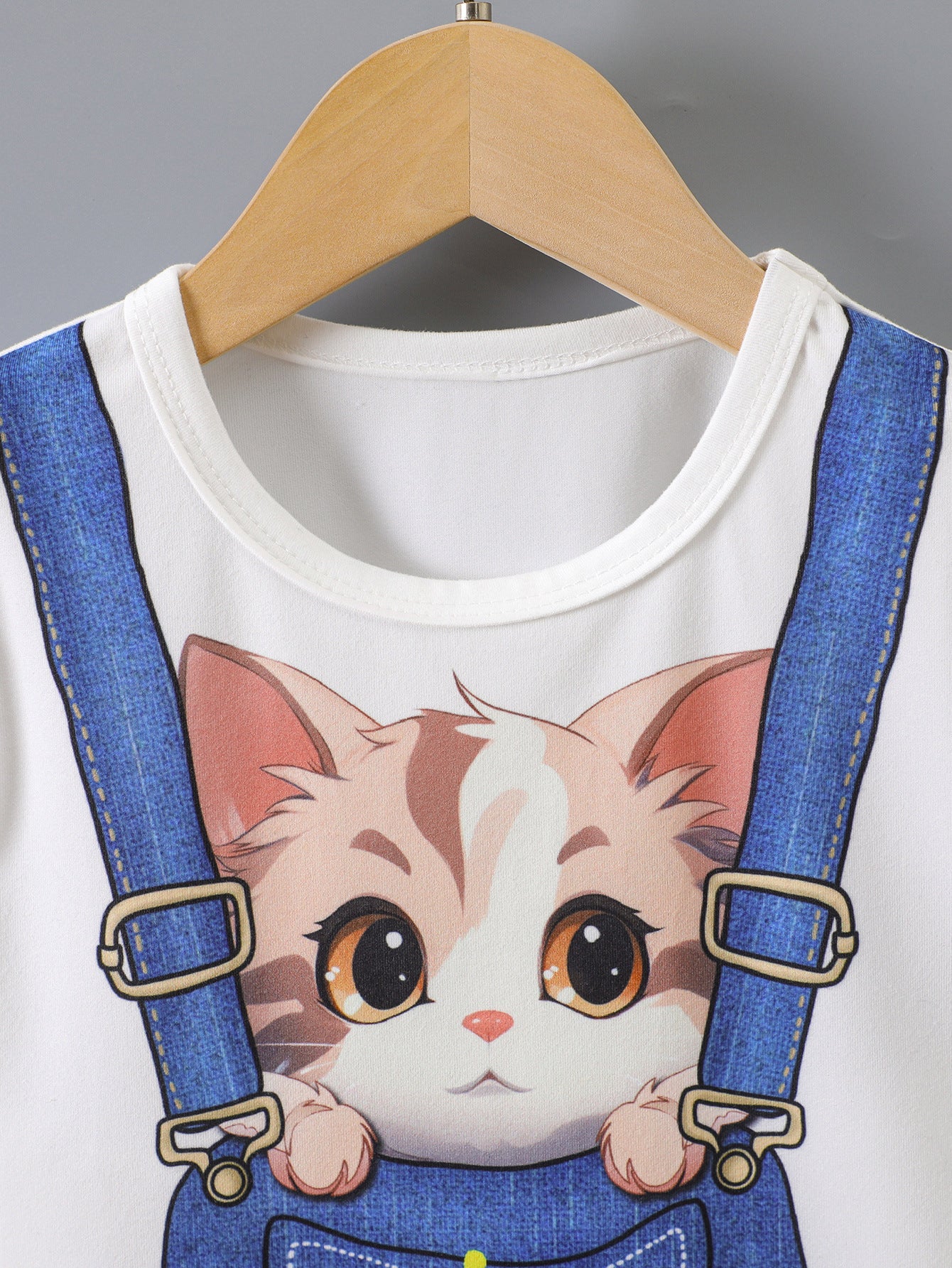 Girls Graphic Printed Short Sleeves Round Neck Casual T-shirt