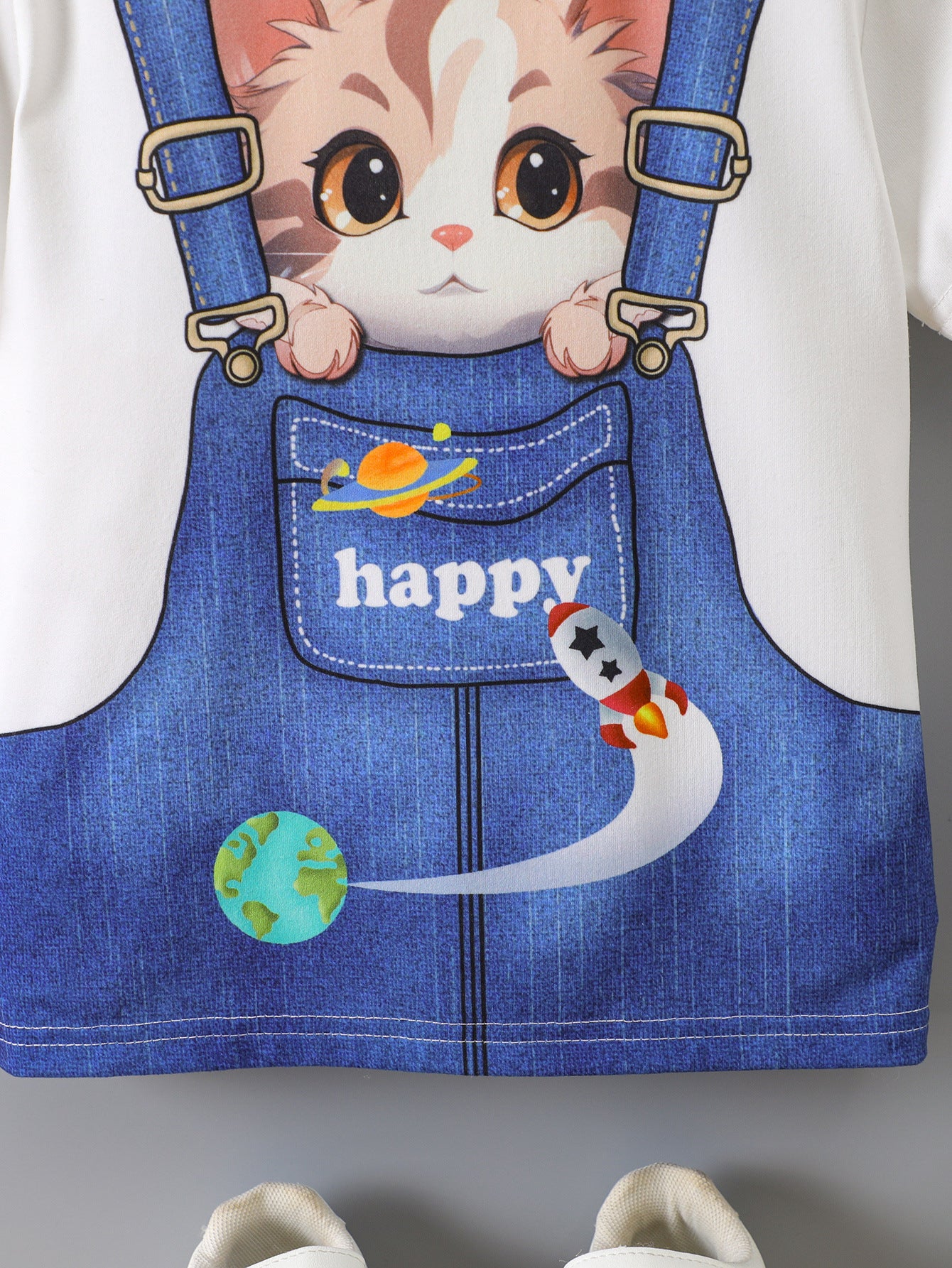 Girls Graphic Printed Short Sleeves Round Neck Casual T-shirt
