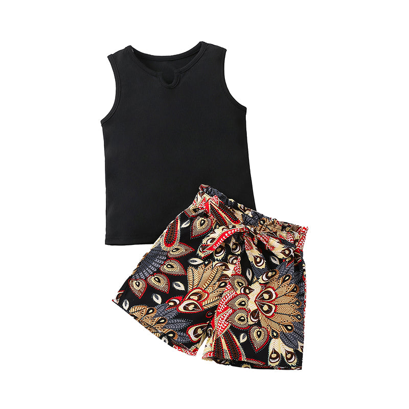 Girls Round Neck Top with Shorts