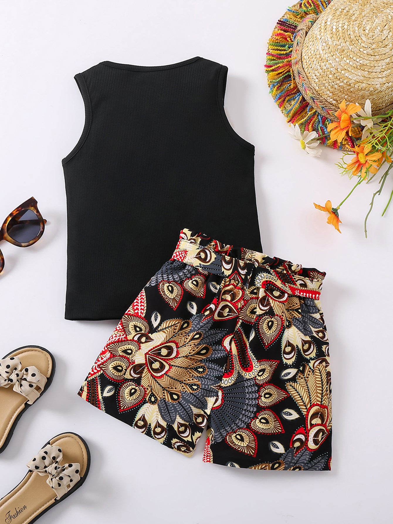 Girls Round Neck Top with Shorts