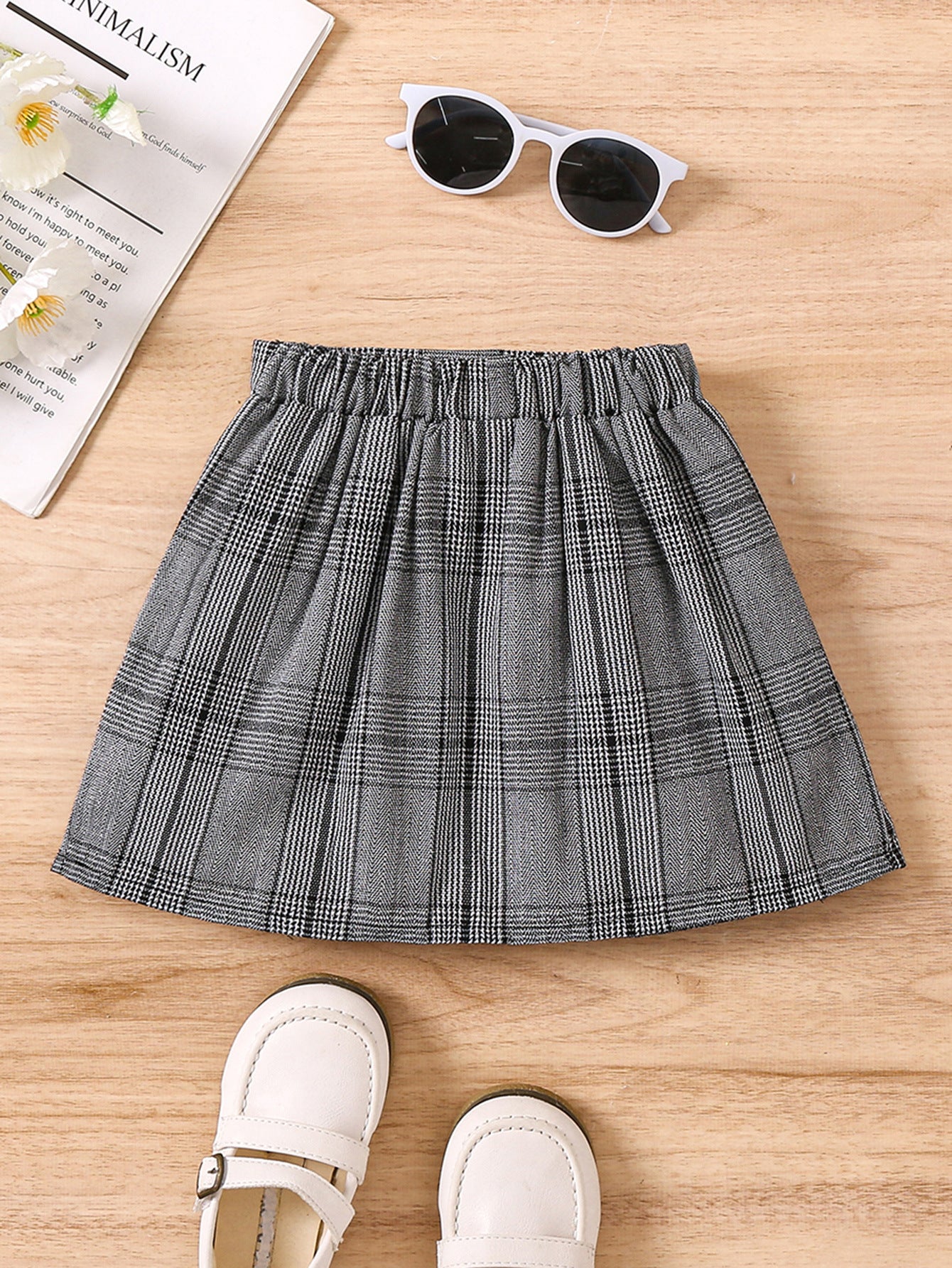 Girls Checked Mini Skirts