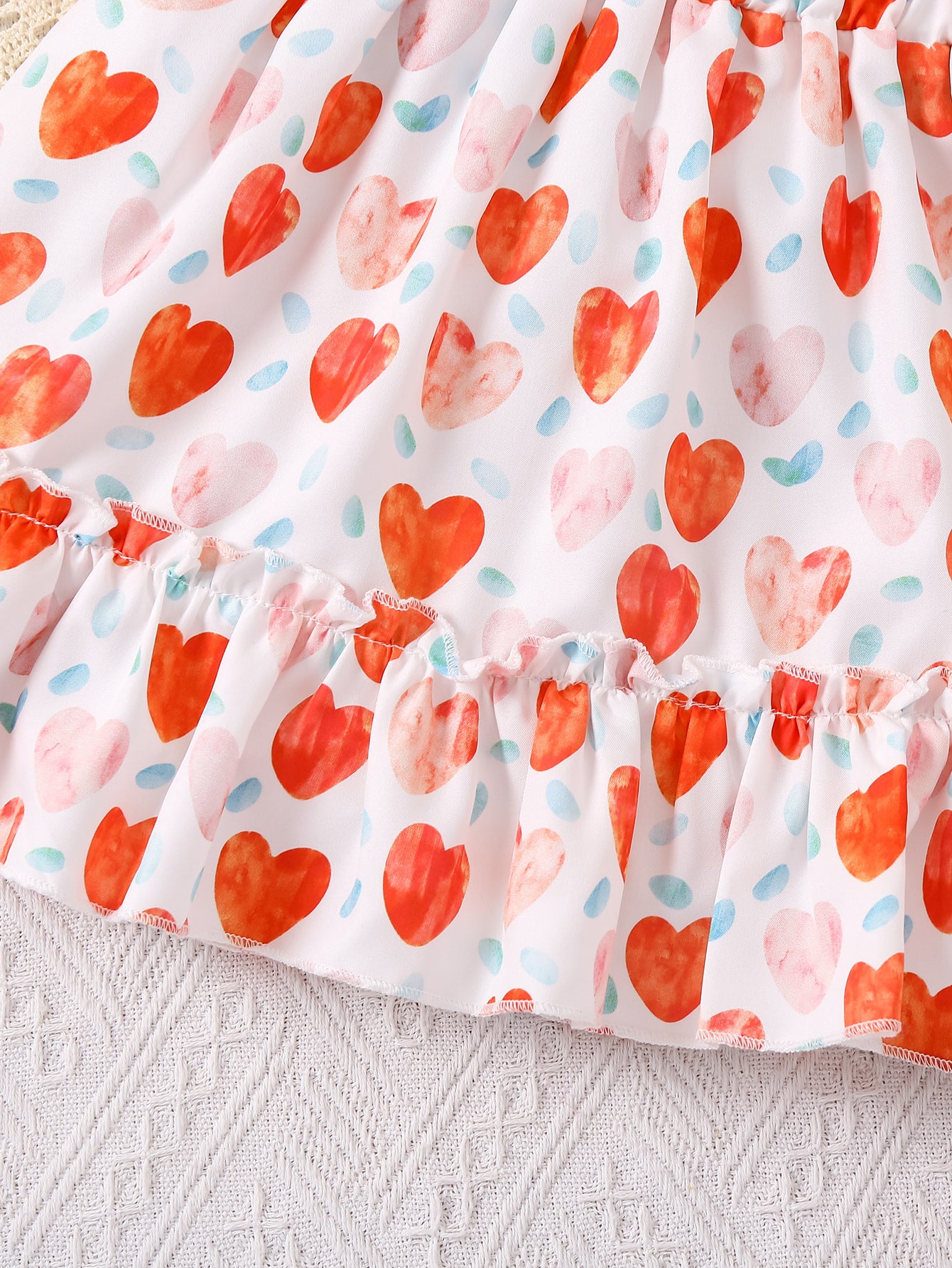 Girls Orange & White Shoulder Straps Top with Skirt