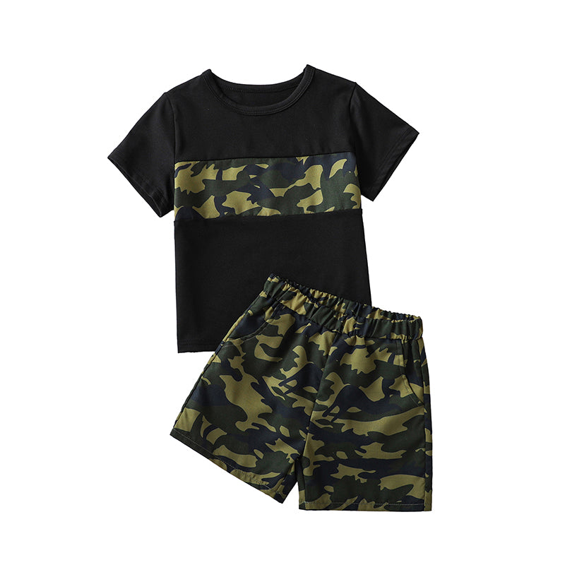 Boys Printed Short Sleeves Round Neck Top with Shorts