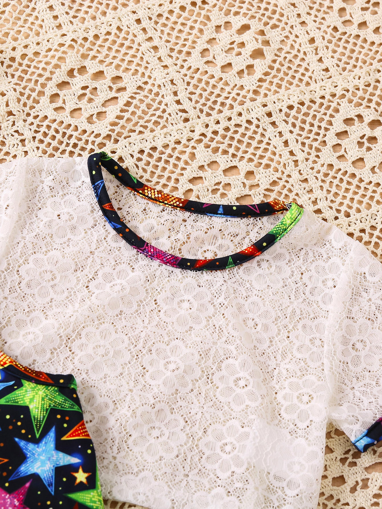 Girls White & Blue Printed Top with Skirt