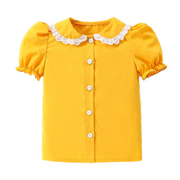 Solid Peter Pan Collar Casual Shirt