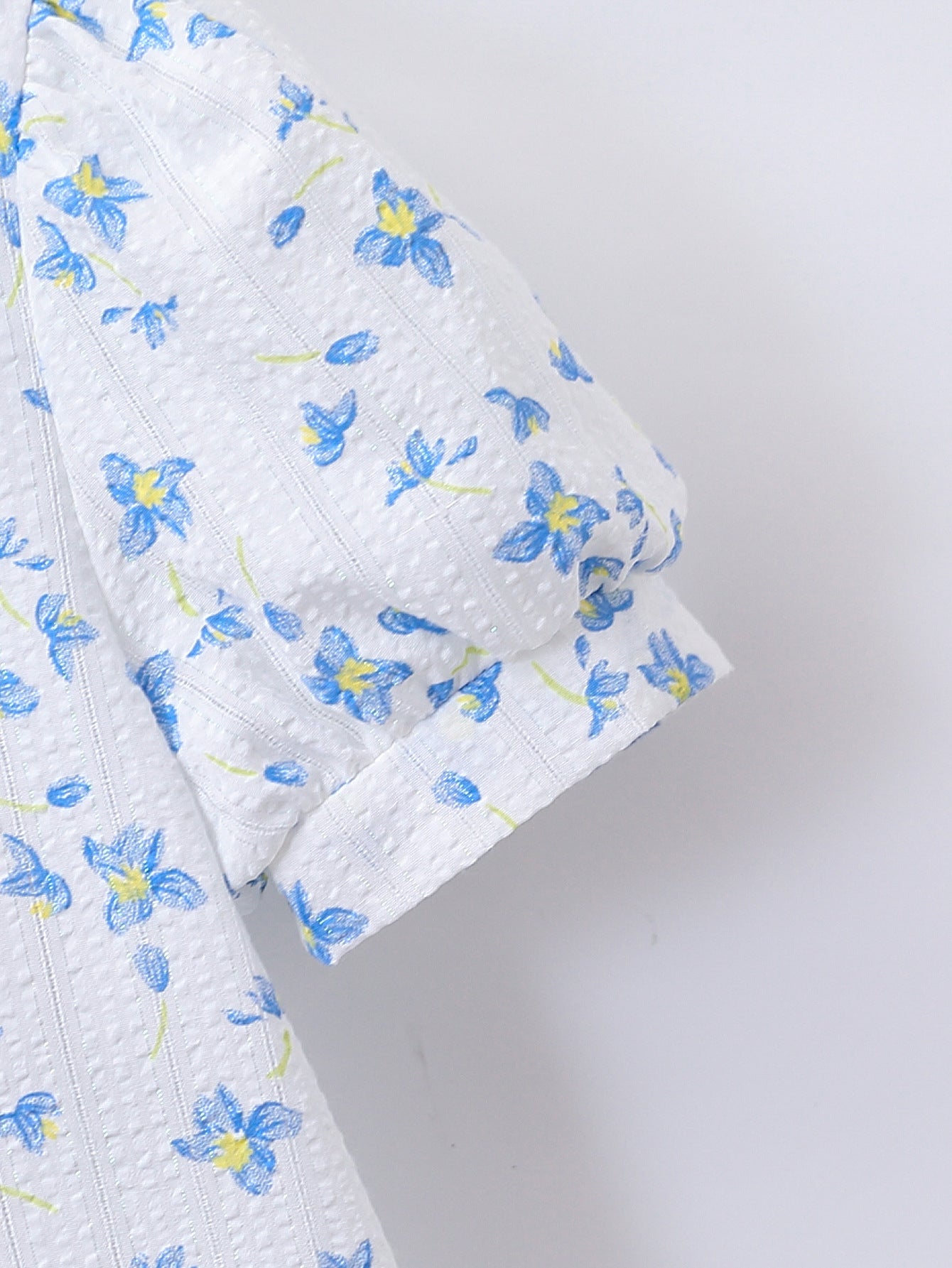Girls Floral Printed Peter Pan Collar Casual Shirt