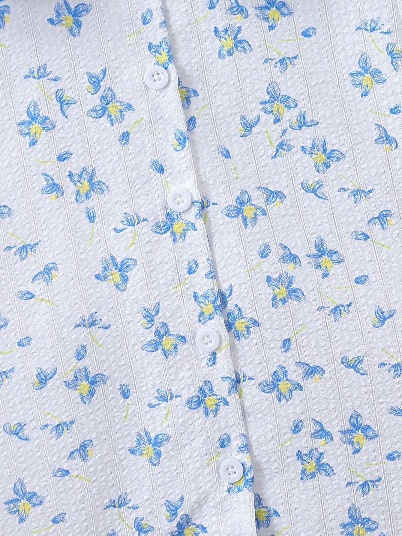 Girls Floral Printed Peter Pan Collar Casual Shirt
