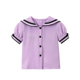 Girls Solid Collarless Casual Shirt