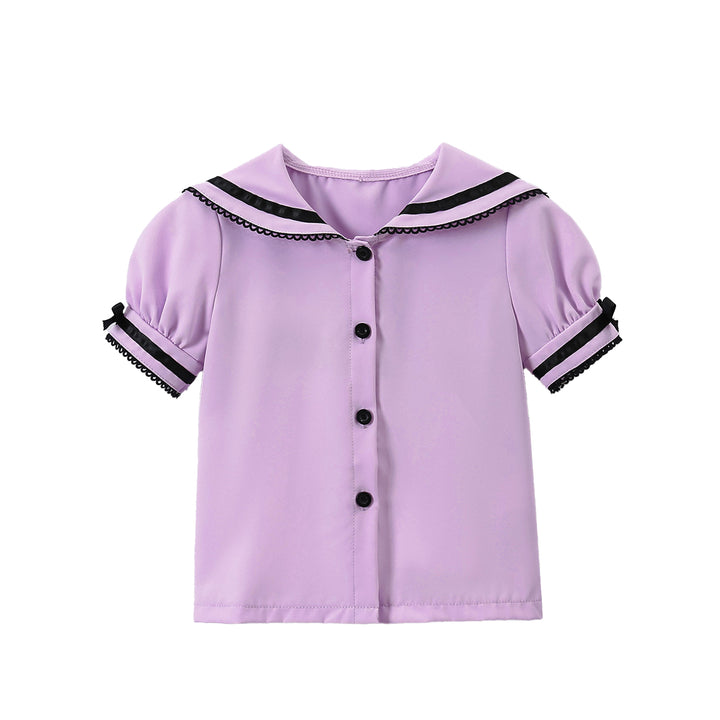 Girls Solid Collarless Casual Shirt