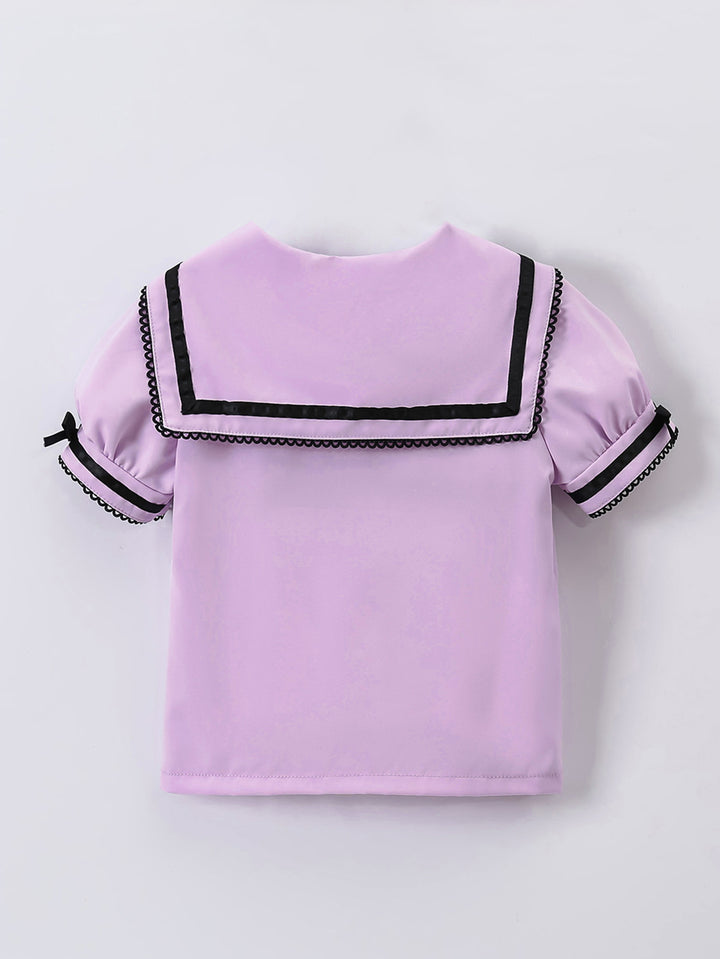 Girls Solid Collarless Casual Shirt