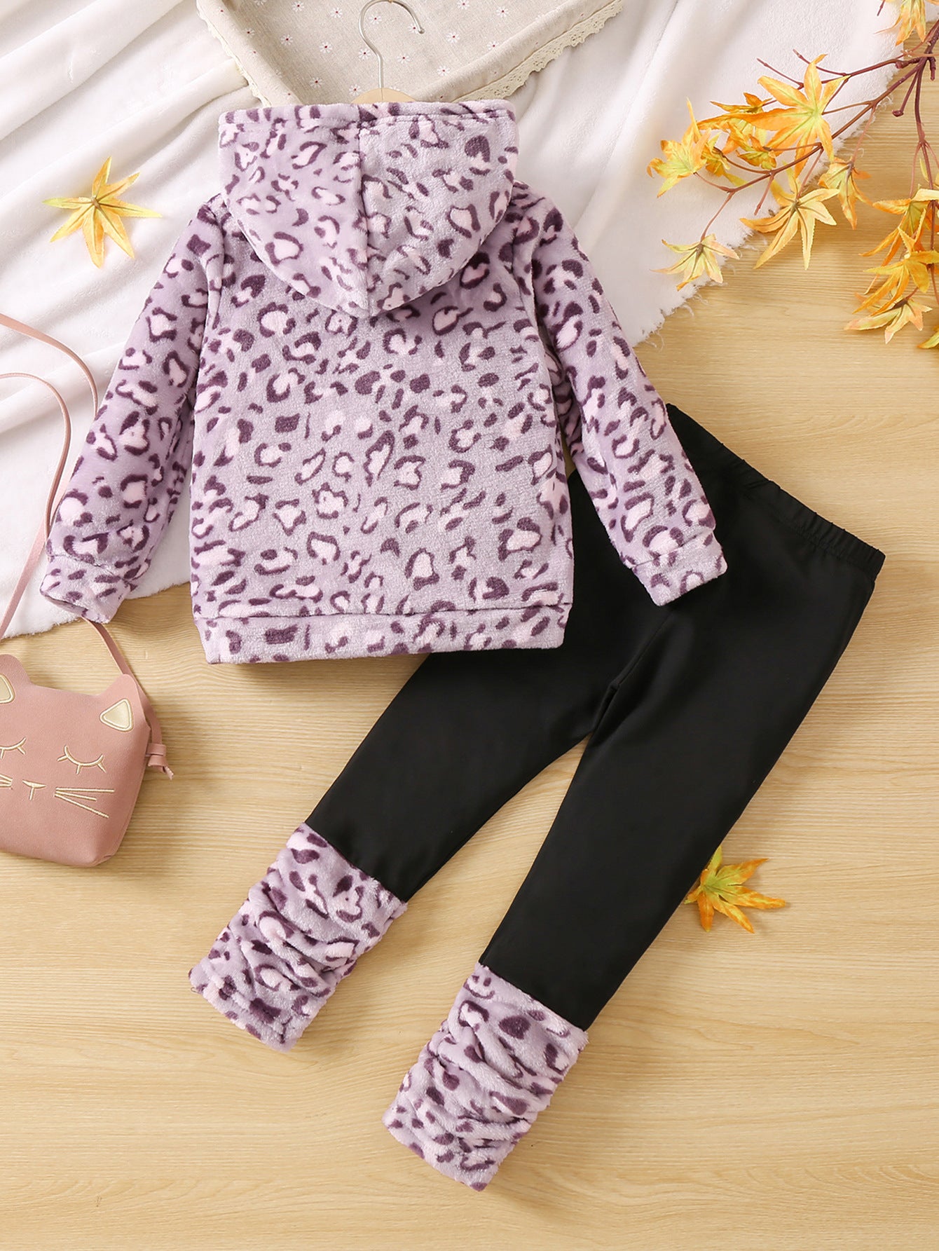 Girls Purple Abstract Printed Top with Leggings