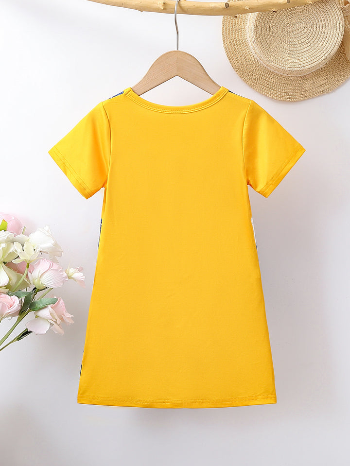Girls Graphic Pinafore Printed T-shirt Dress