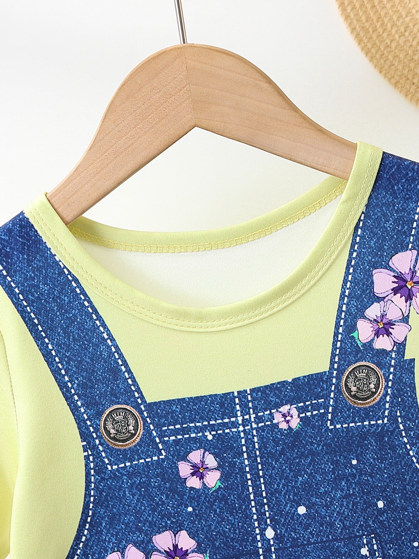 Girls Floral Pinafore Printed T-shirt Dress