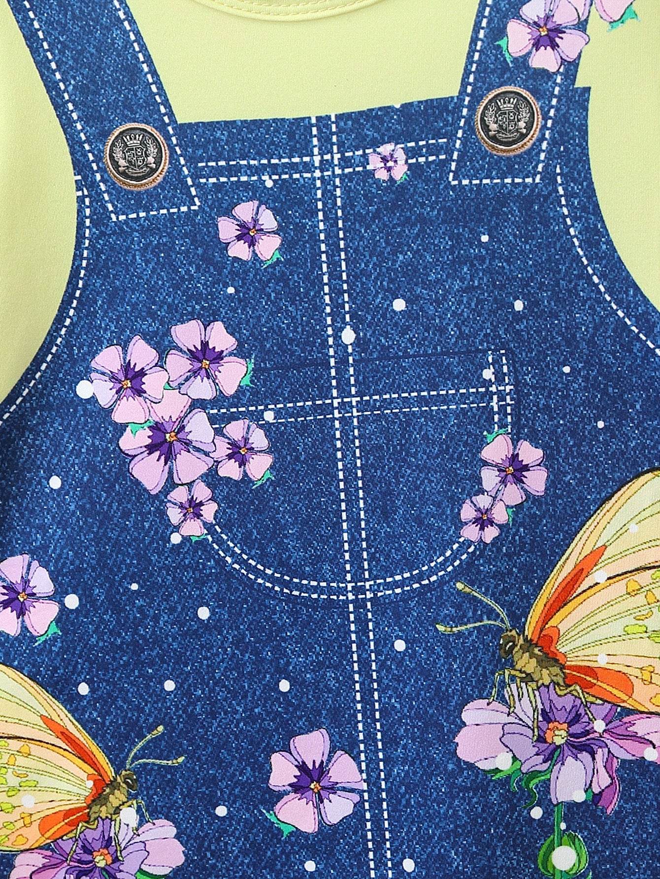Girls Floral Pinafore Printed T-shirt Dress
