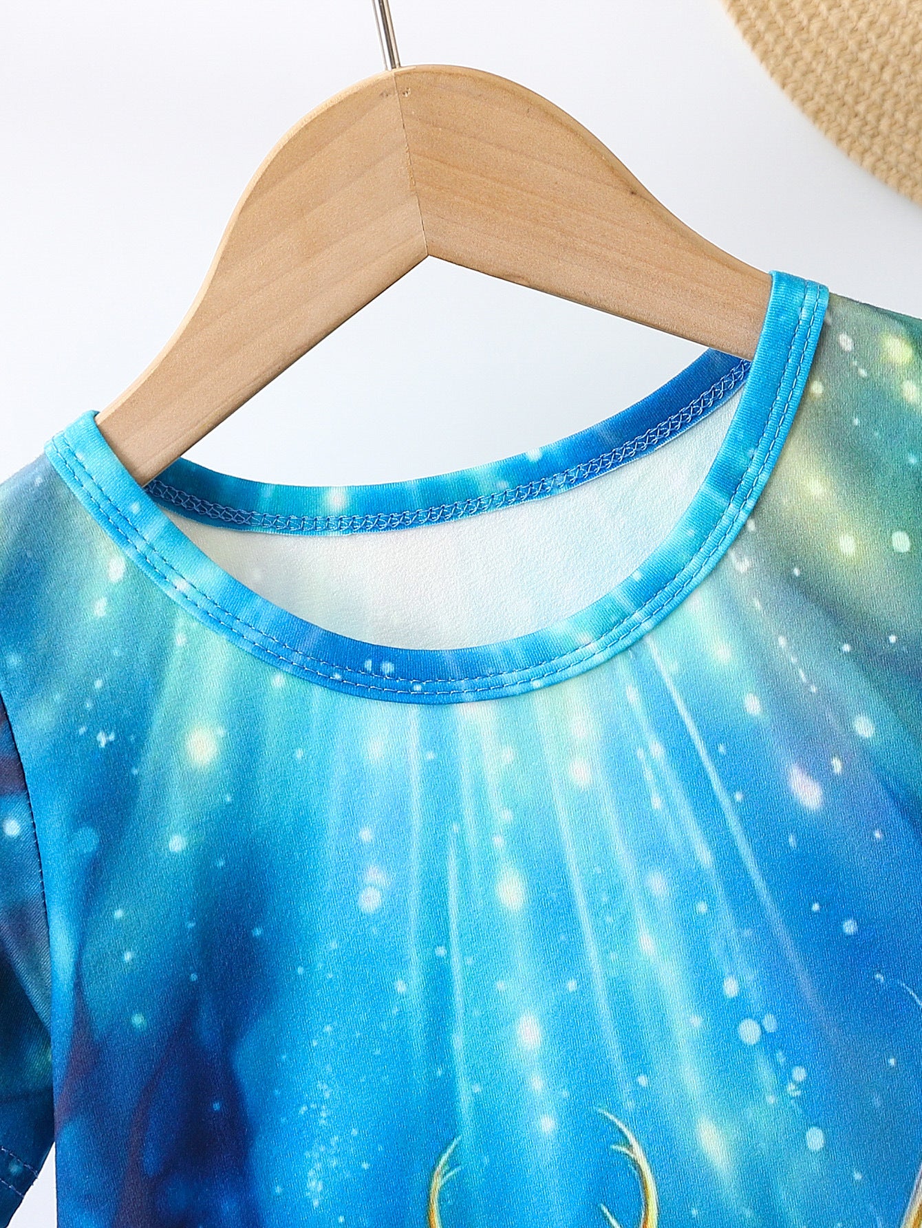 Girls Blue & Pink Graphic Print A-Line Dress