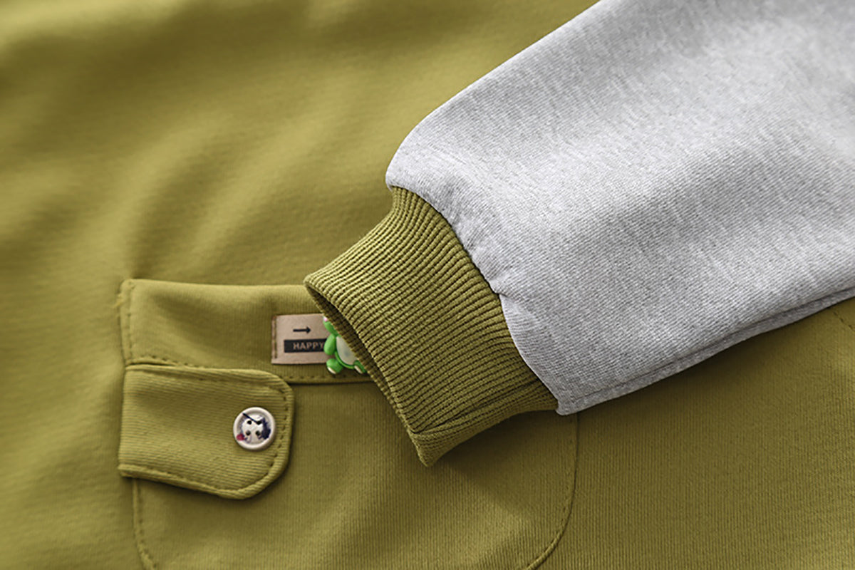 Boys Green & Grey Colourblocked T-shirt with Trousers