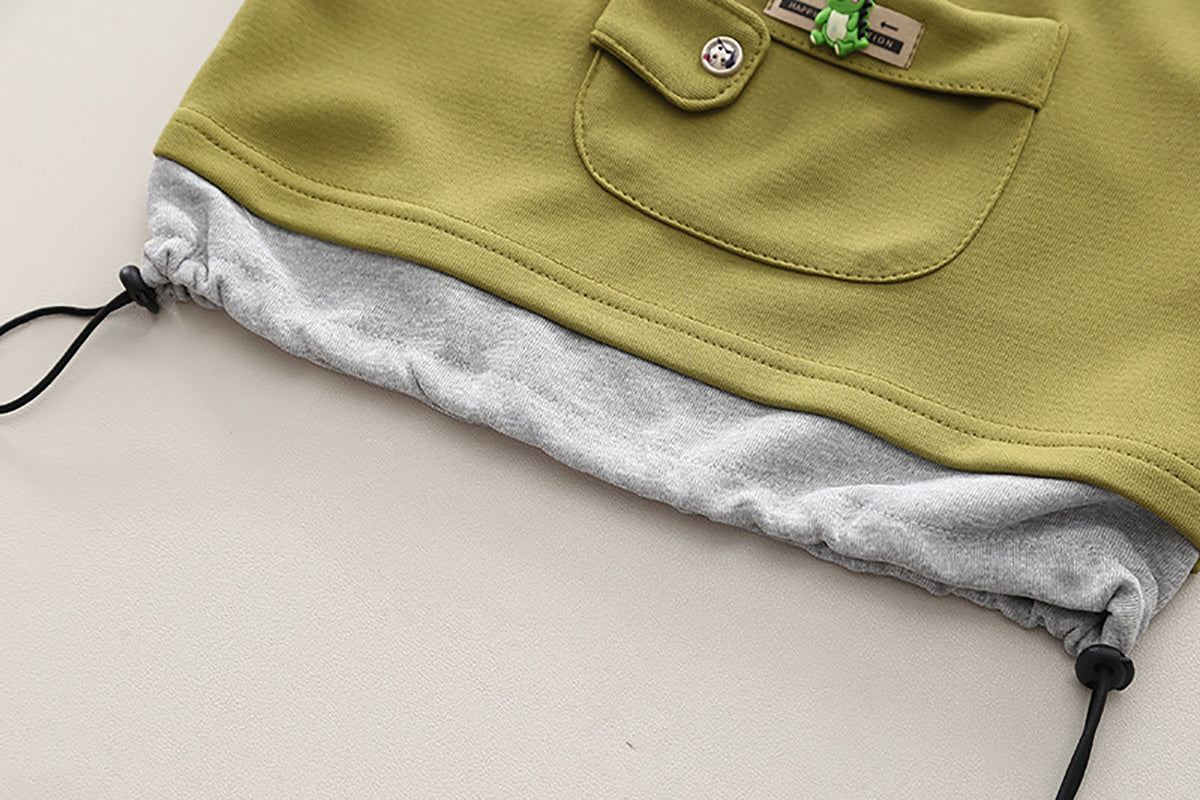 Boys Green & Grey Colourblocked T-shirt with Trousers