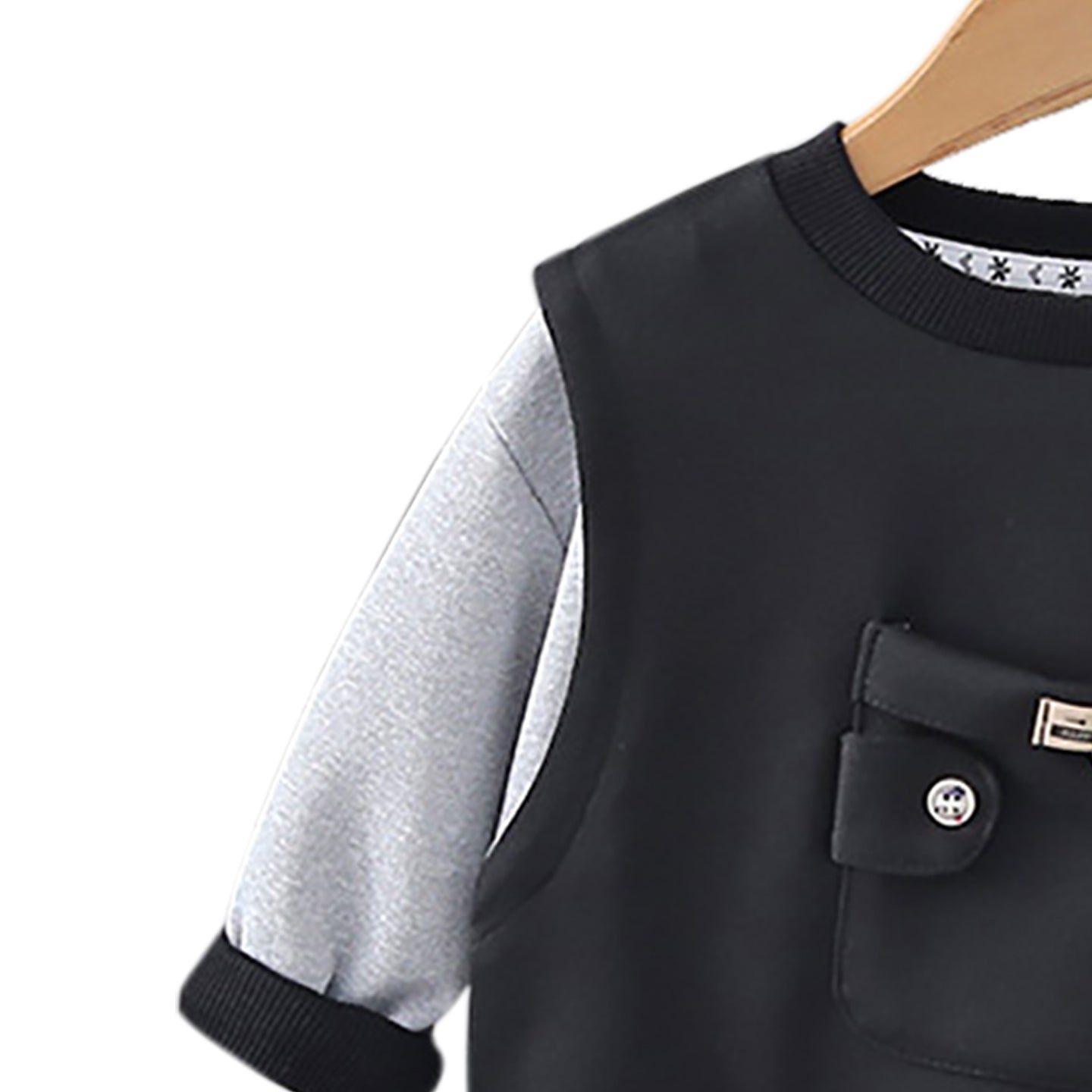 Boys Black & Grey Colourblocked Top with Trousers