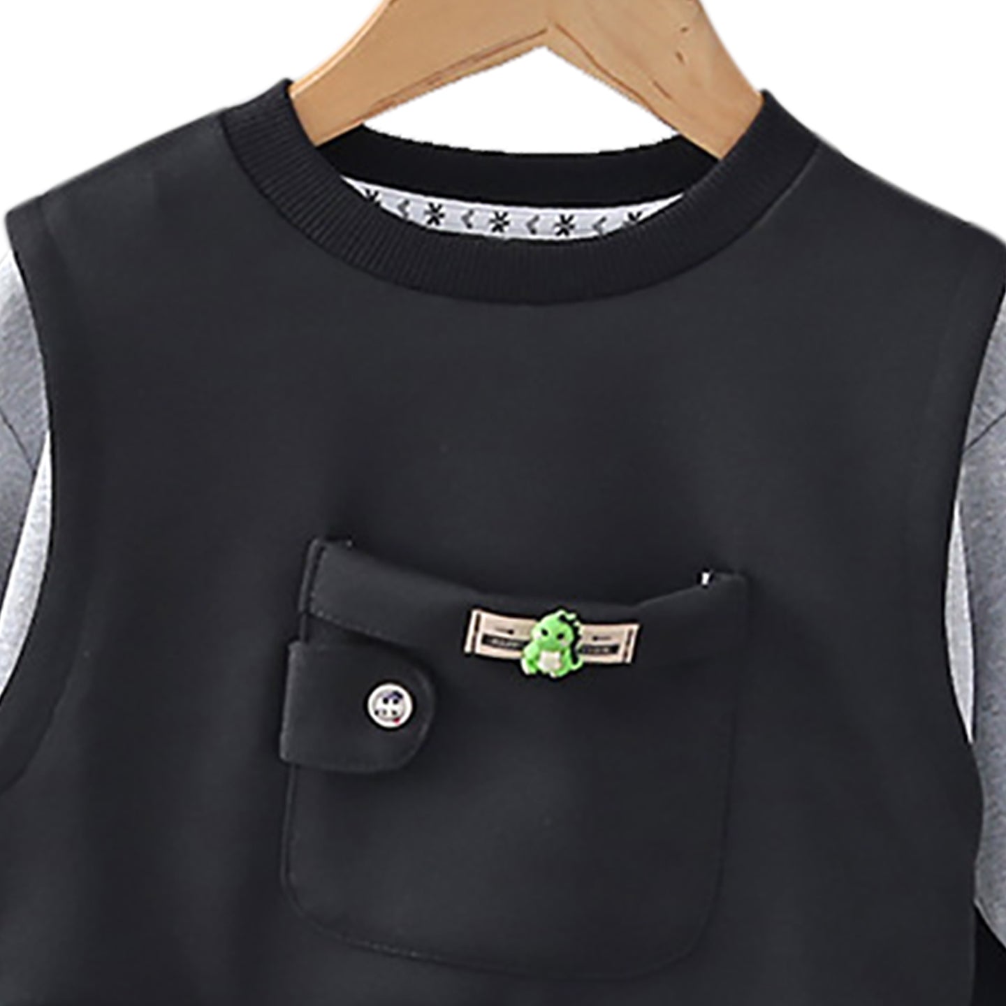 Boys Black & Grey Colourblocked Top with Trousers