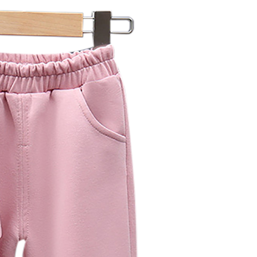 Girls Printed Round Neck Sweatshirt With Joggers