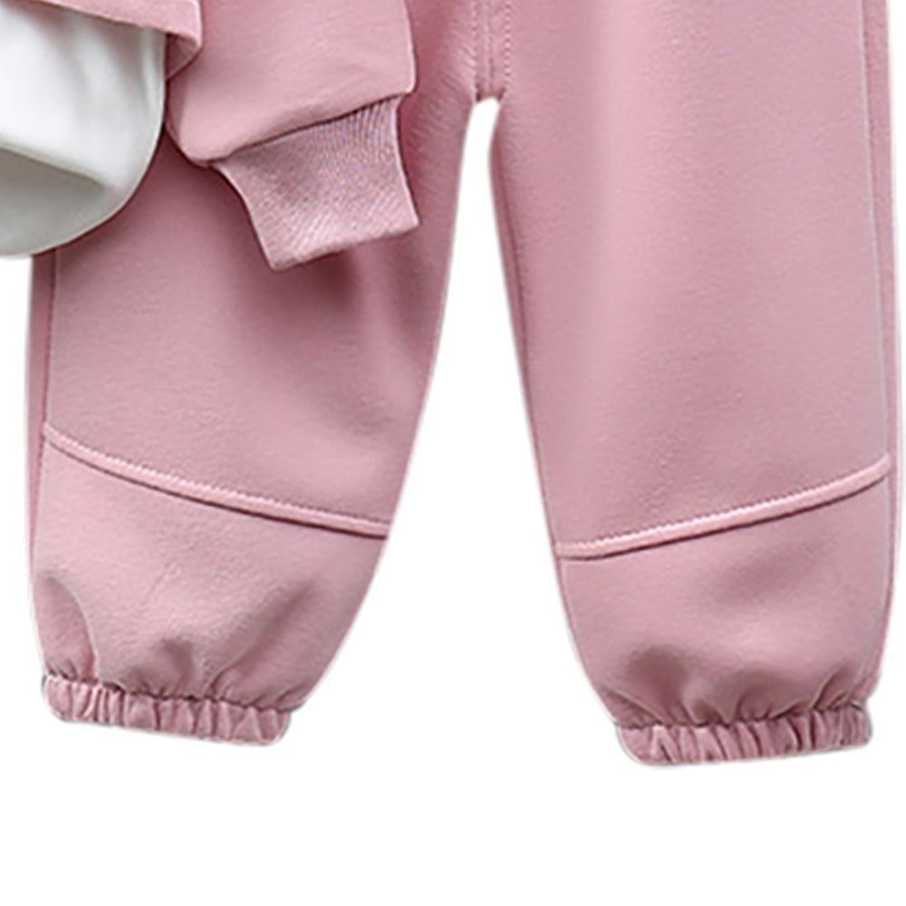Girls Printed Round Neck Sweatshirt With Joggers