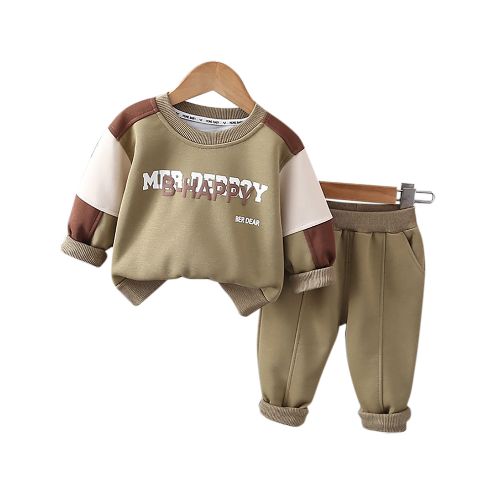 Boys Printed Round Neck Sweatshirt With Jogger