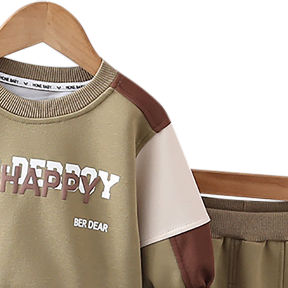 Boys Printed Round Neck Sweatshirt With Jogger