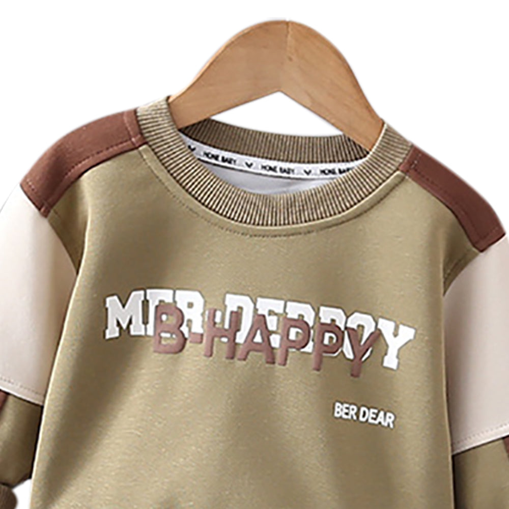 Boys Printed Round Neck Sweatshirt With Jogger