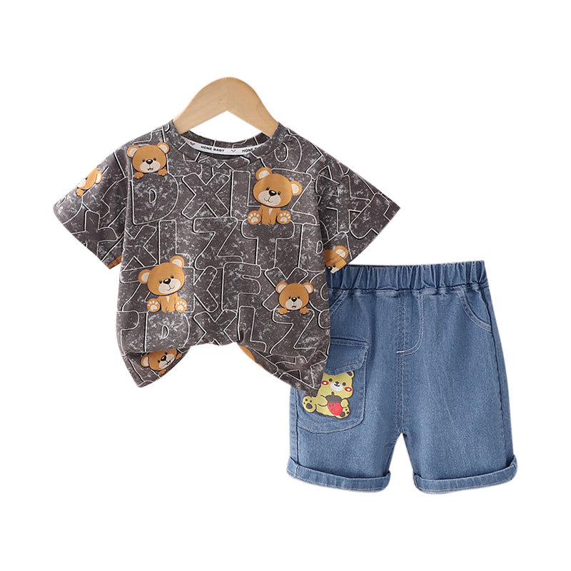 Boys Printed Pure Cotton T-shirt with Shorts