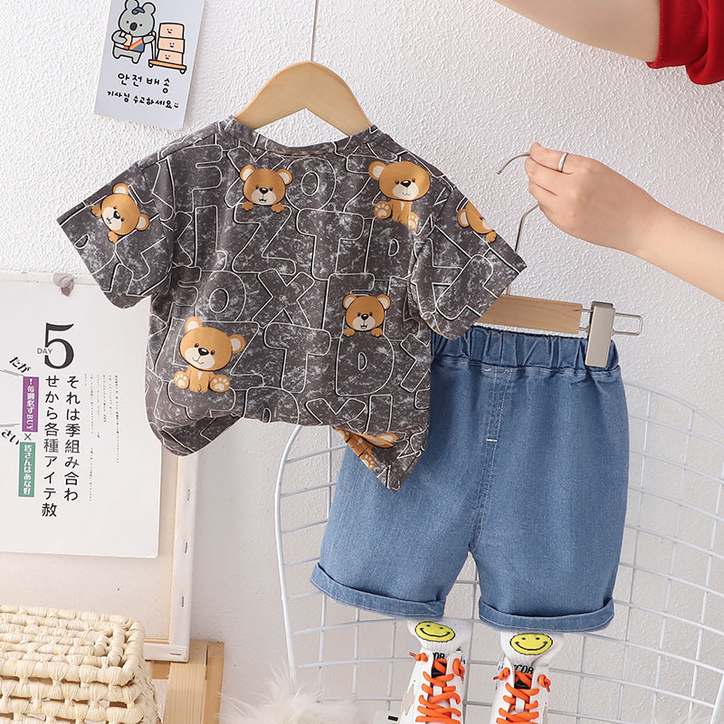 Boys Printed Pure Cotton T-shirt with Shorts