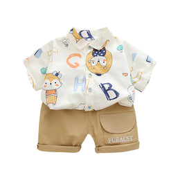 Boys Printed Pure Cotton Shirt with Shorts