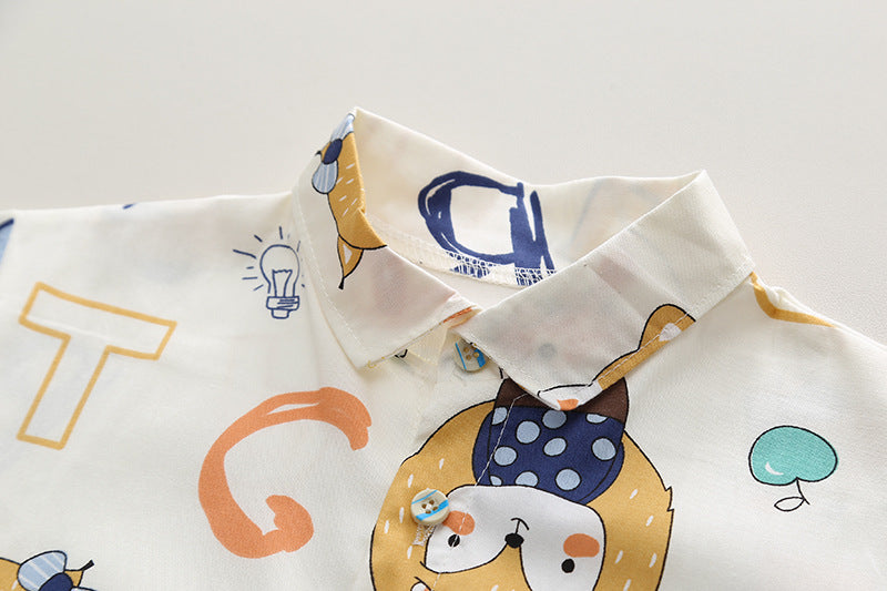 Boys Printed Pure Cotton Shirt with Shorts