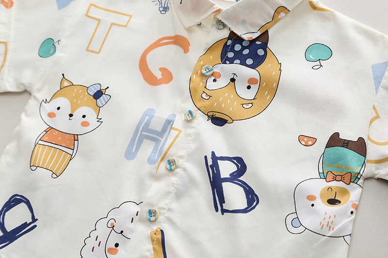 Boys Printed Pure Cotton Shirt with Shorts