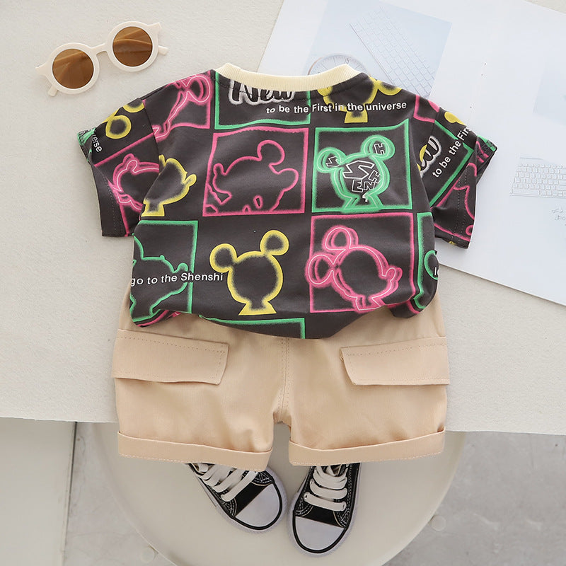 Boys Printed Pure Cotton T-shirt with Shorts